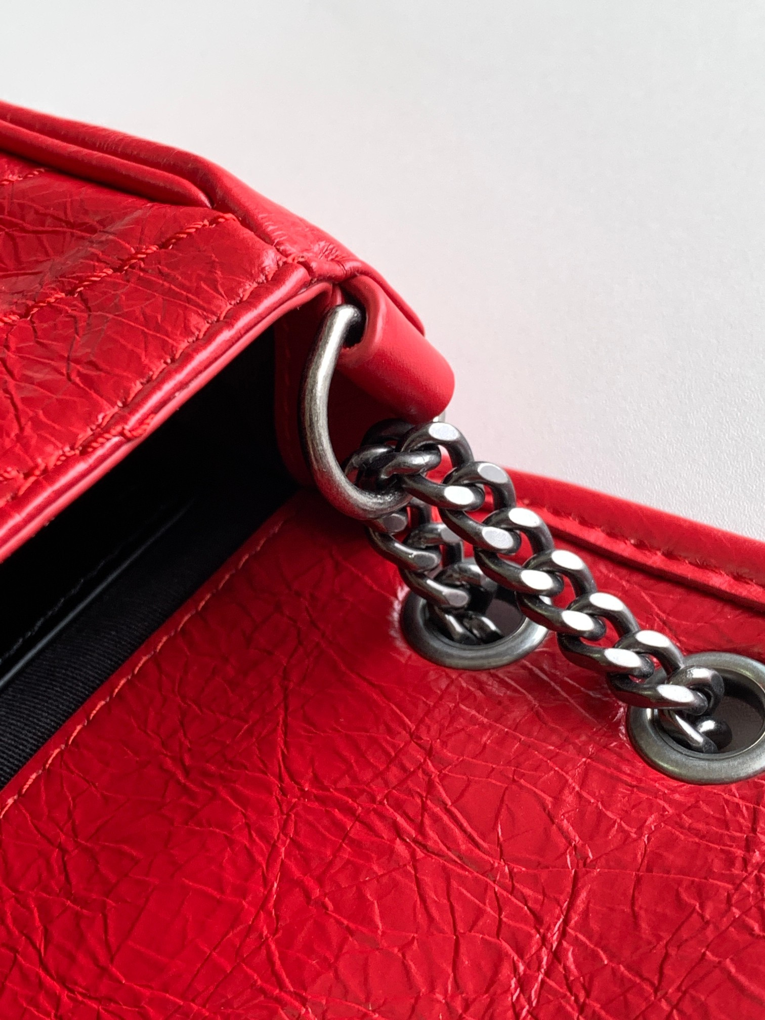 YSL NIKI BABY IN VINTAGE LEATHER RED 8.2 X 6 X 2.9 INCHES - Image 8