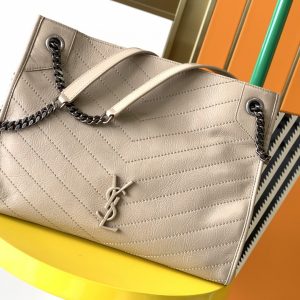 YSL NIKI SHOPPING IN VINTAGE LEATHER BEIGE 12.9 X 10.6 X 4.5 INCHES