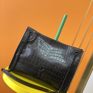 YSL NIKI SHOPPING IN CROCODILE-EMBOSSED LEATHER 12.9 X 10.6 X 4.5 INCHES