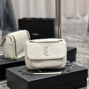YSL NIKI MEDIUM IN WHITE 11 X 7.8 X 3.3 INCHES