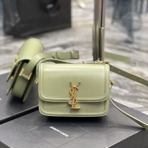YSL SOLFERINO SMALL SATCHEL IN BOX SAINT LIGHT GREEN 7.4 X 5.1 X 1.9 INCHES