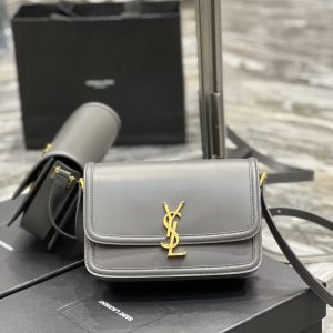Alternative view of YSL SOLFERINO MEDIUM SATCHEL IN BOX SAINT LAURENT LIGHT GRAY 9.1 X 6.3 X 2.4 INCHES