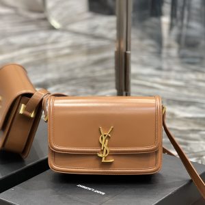 YSL SOLFERINO MEDIUM SATCHEL IN BOX SAINT LAURENT BROWN 9.1 X 6.3 X 2.4 INCHES