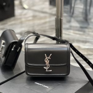 YSL SOLFERINO SMALL IN GLAZED LEATHER  7.4 X 5.1 X 1.9 INCHES