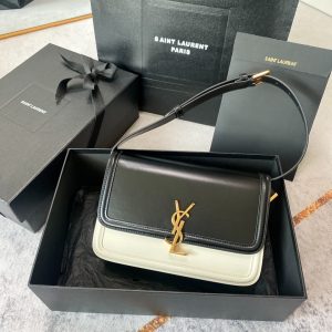 Alternative view of YSL SOLFERINO MEDIUM SATCHEL IN BOX SAINT LAURENT black white 9.1 X 6.3 X 2.4 INCHES