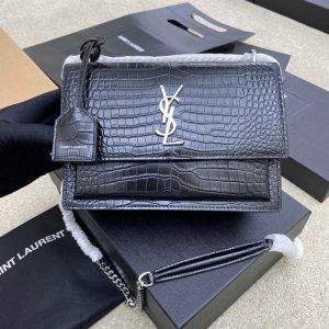Alternative view of YSL SUNSET MEDIUM IN CROCODILE-EMBOSSED LEATHER 8 X 6.2 X 2.5 INCHES