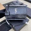 YSL SUNSET MEDIUM IN CROCODILE-EMBOSSED LEATHER 8 X 6.2 X 2.5 INCHES