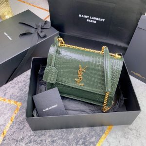 Alternative view of YSL SUNSET MEDIUM IN CROCODILE-EMBOSSED LEATHER MINT 8 X 6.2 X 2.5 INCHES