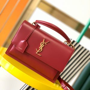 YSL SUNSET LARGE IN SMOOTH LEATHER RED 10.6 X 7 X 3.1 INCHES