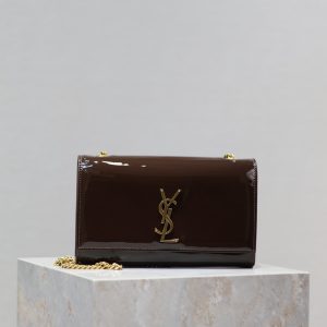 Alternative view of YSL KATE MEDIUM IN SHINY LEATHER BROWN 9.4 X 5.7 X 2.1 INCHES