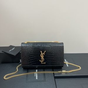 Alternative view of YSL KATE MEDIUM IN CROCODILE-EMBOSSED LEATHER BLACK 9.4 X 5.7 X 2.1 INCHES