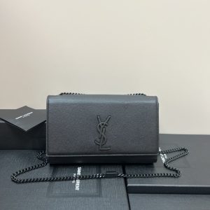 Alternative view of YSL KATE MEDIUM IN GRAIN DE POUDRE EMBOSSED LEATHER ALL BLACK 9.4 X 5.7 X 2.1 INCHES