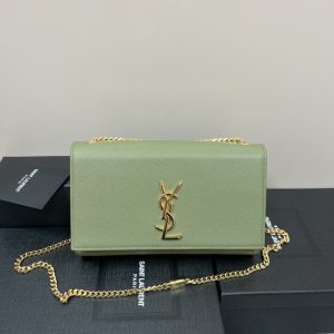Alternative view of YSL KATE MEDIUM IN GRAIN DE POUDRE EMBOSSED LEATHER GREEN 9.4 X 5.7 X 2.1 INCHES