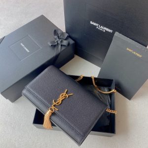 Alternative view of YSL KATE MEDIUM IN GRAIN DE POUDRE EMBOSSED LEATHER BLACK 9.4 X 5.7 X 2.1 INCHES