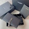 YSL KATE MEDIUM IN GRAIN DE POUDRE EMBOSSED LEATHER BLACK SILVER 9.4 X 5.7 X 2.1 INCHES