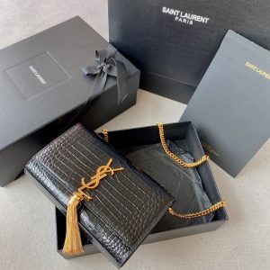 Alternative view of YSL KATE SMALL IN GRAIN DE POUDRE EMBOSSED LEATHER BLACK 7.8 X 4.9 X 1.9 INCHES