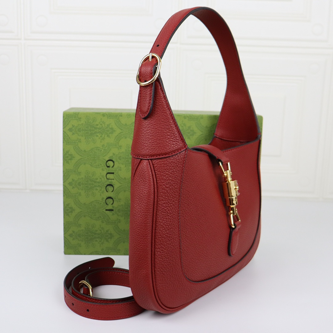 GUCCI JACKIE SMALL SHOULDER BAG Rosso Ancora 10.8"W x 7.5"H x 1.6"D - Image 4