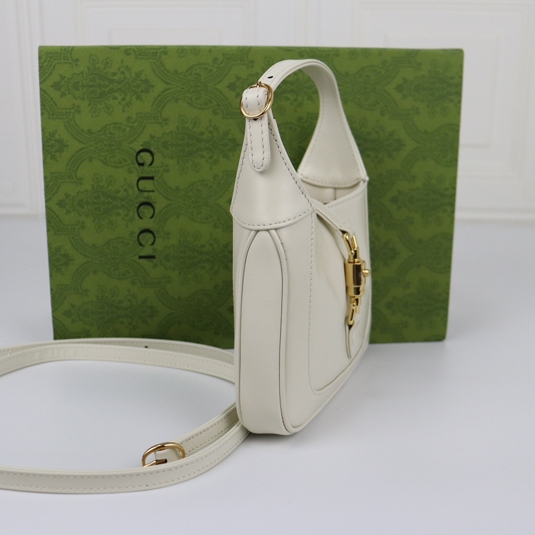 GUCCI JACKIE 1961 MINI SHOULDER BAG White 7.5"W x 5.1"H x 1.2"D - Image 4