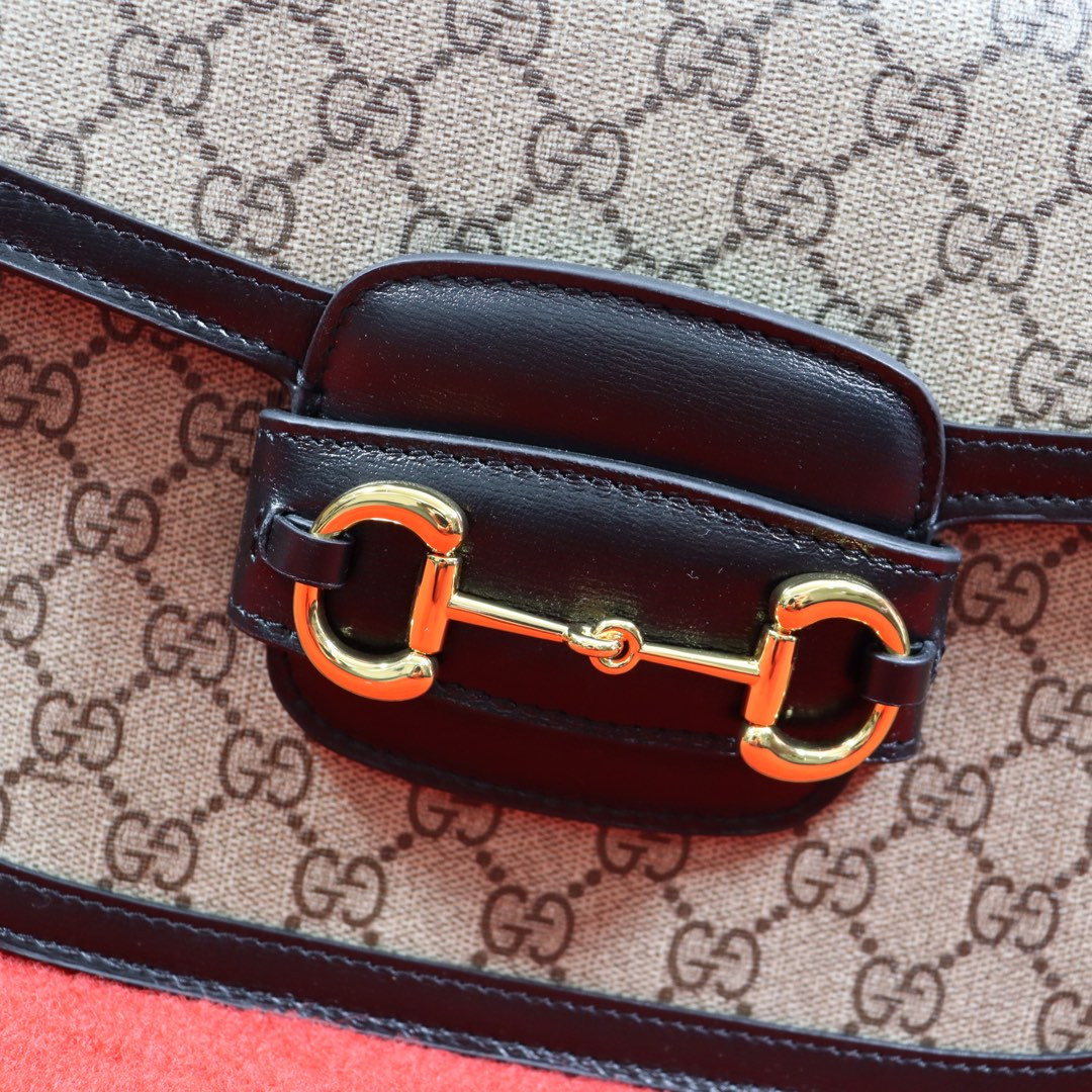 GUCCI HORSEBIT 1955 SHOULDER BAG Beige Black 9.8"W x 7"H x 3.1"D - Image 3