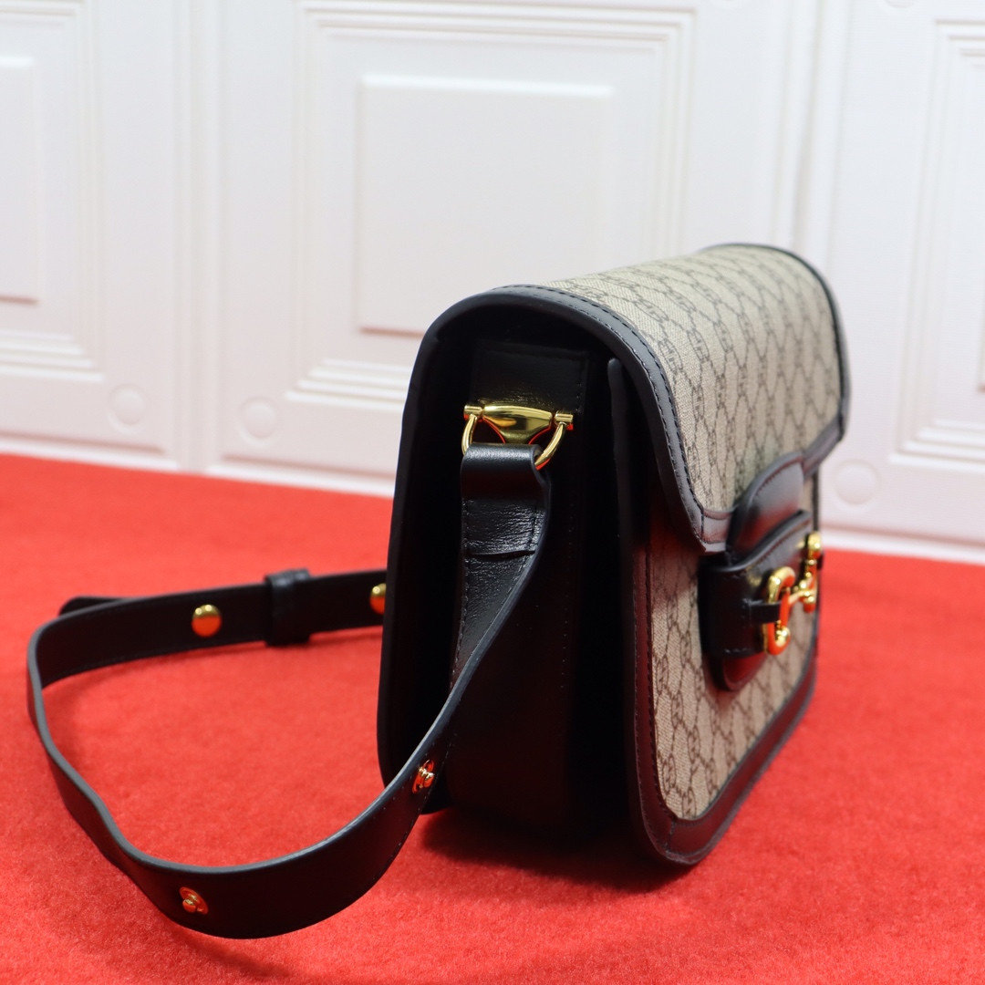 GUCCI HORSEBIT 1955 SHOULDER BAG Beige Black 9.8"W x 7"H x 3.1"D - Image 4