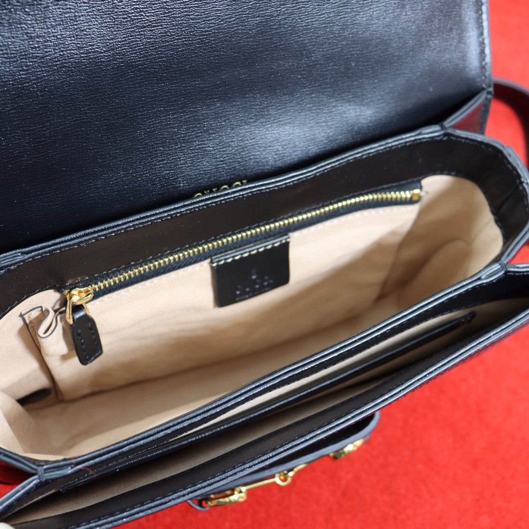 GUCCI HORSEBIT 1955 SHOULDER BAG Beige Black 9.8"W x 7"H x 3.1"D - Image 9