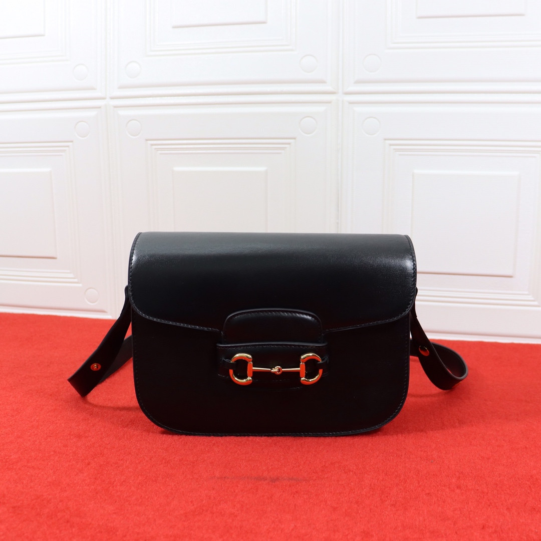 GUCCI HORSEBIT 1955 SHOULDER BAG BLACK 9.8"W x 7"H x 3.1"D - Image 2