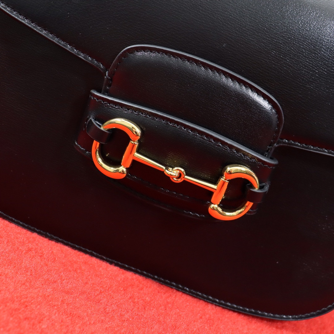 GUCCI HORSEBIT 1955 SHOULDER BAG BLACK 9.8"W x 7"H x 3.1"D - Image 3
