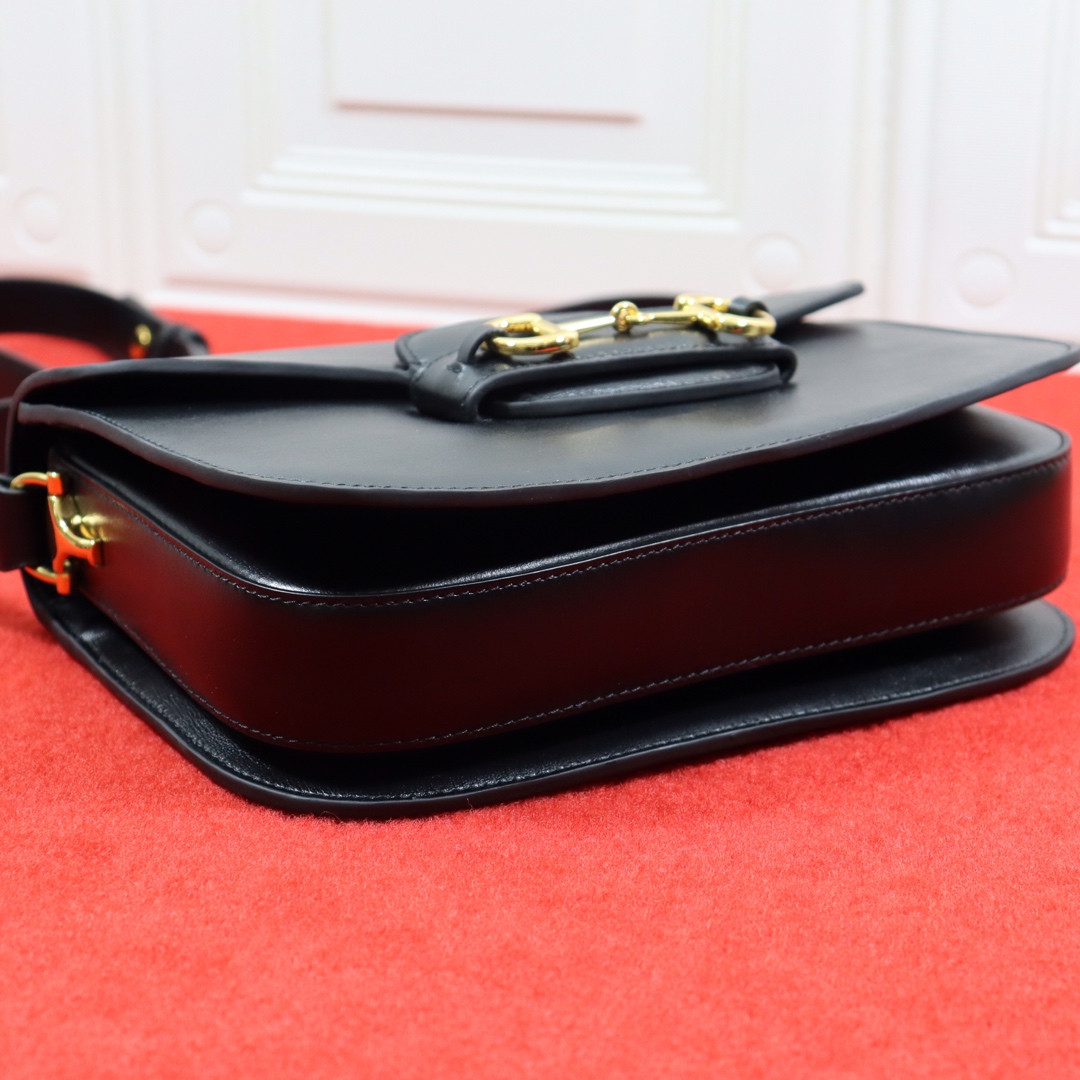 GUCCI HORSEBIT 1955 SHOULDER BAG BLACK 9.8"W x 7"H x 3.1"D - Image 4