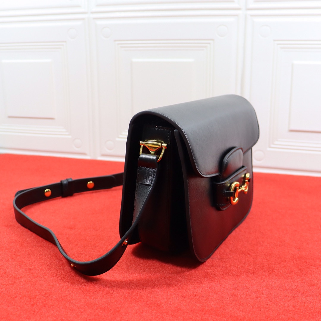 GUCCI HORSEBIT 1955 SHOULDER BAG BLACK 9.8"W x 7"H x 3.1"D - Image 7