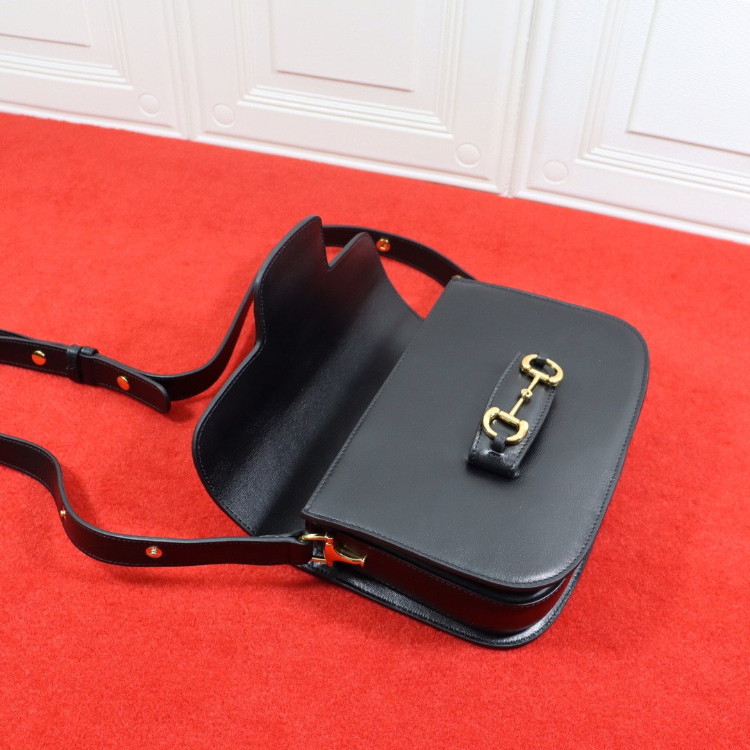 GUCCI HORSEBIT 1955 SHOULDER BAG BLACK 9.8"W x 7"H x 3.1"D - Image 8