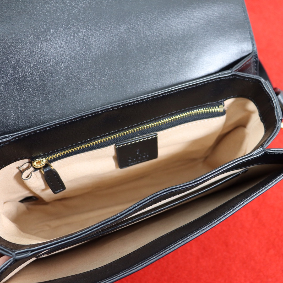 GUCCI HORSEBIT 1955 SHOULDER BAG BLACK 9.8"W x 7"H x 3.1"D - Image 9