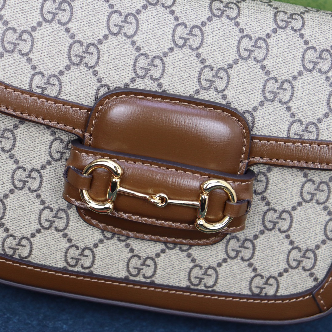 GUCCI HORSEBIT 1955 MINI BAG Beige and ebony 8.1"W x 5.7"H x 2"D - Image 3