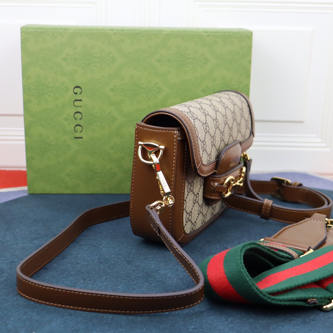 GUCCI HORSEBIT 1955 MINI BAG Beige and ebony 8.1"W x 5.7"H x 2"D - Image 4