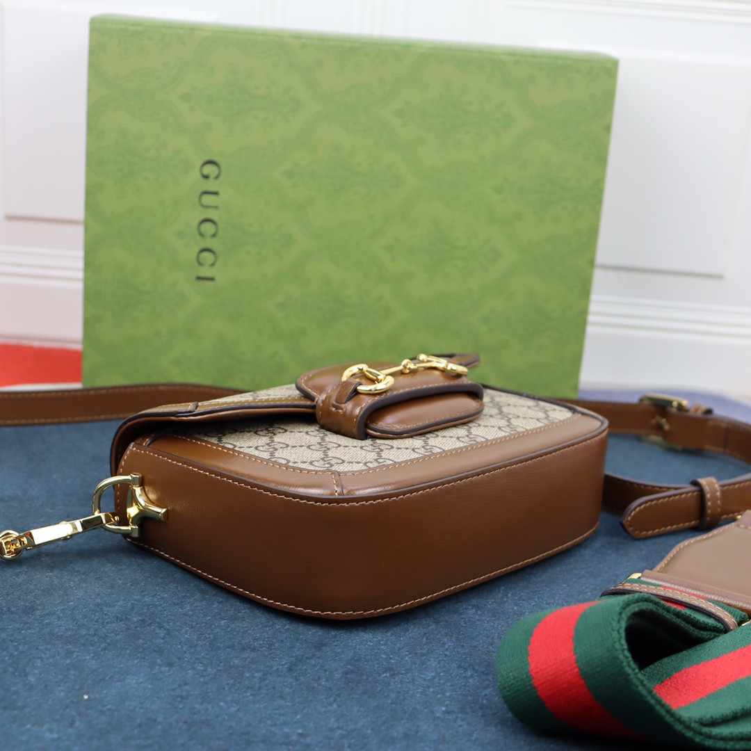 GUCCI HORSEBIT 1955 MINI BAG Beige and ebony 8.1"W x 5.7"H x 2"D - Image 5