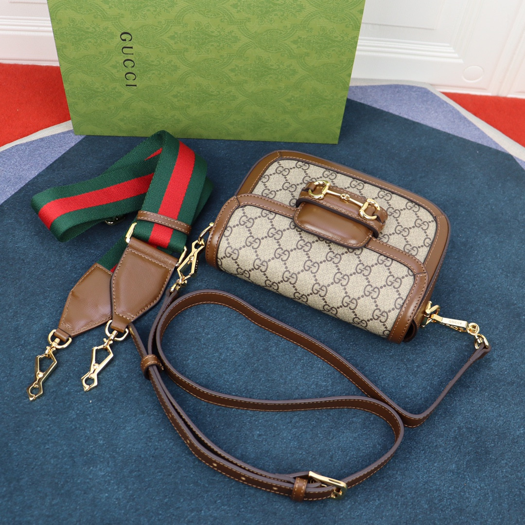 GUCCI HORSEBIT 1955 MINI BAG Beige and ebony 8.1"W x 5.7"H x 2"D - Image 7
