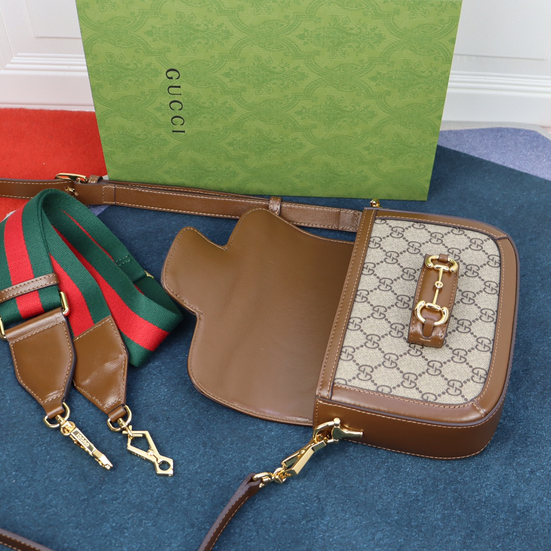 GUCCI HORSEBIT 1955 MINI BAG Beige and ebony 8.1"W x 5.7"H x 2"D - Image 8