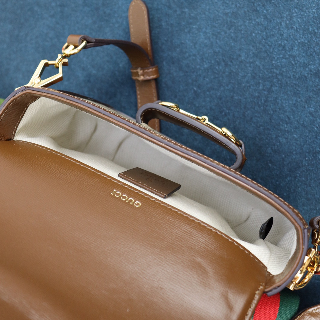 GUCCI HORSEBIT 1955 MINI BAG Beige and ebony 8.1"W x 5.7"H x 2"D - Image 9