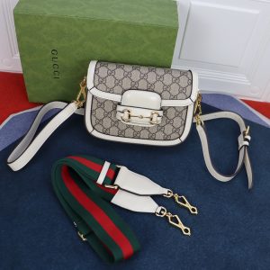 Alternative view of GUCCI HORSEBIT 1955 MINI BAG GRAY WHITE 8.1"W x 5.7"H x 2"D