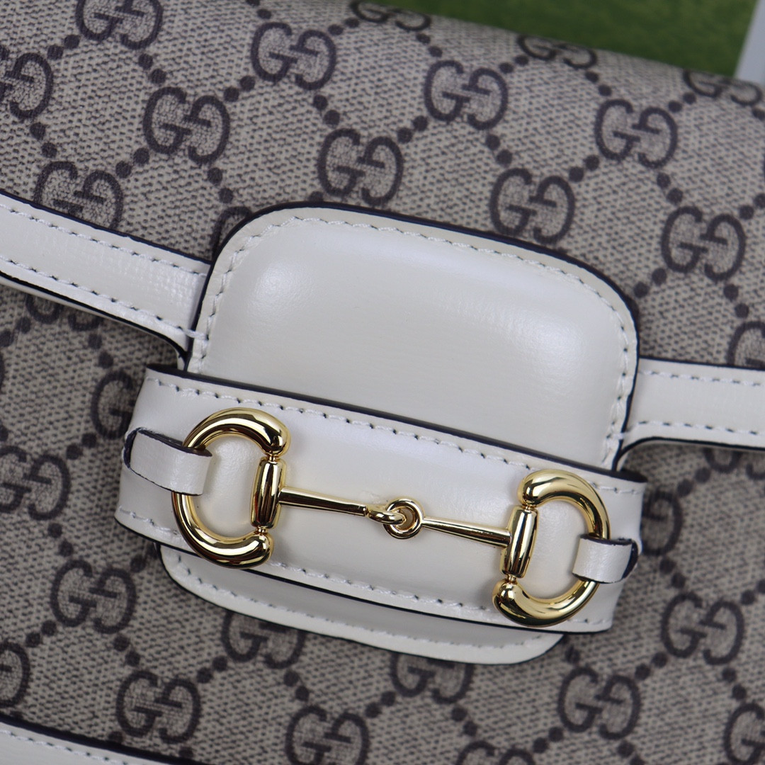 GUCCI HORSEBIT 1955 MINI BAG GRAY WHITE 8.1"W x 5.7"H x 2"D - Image 3