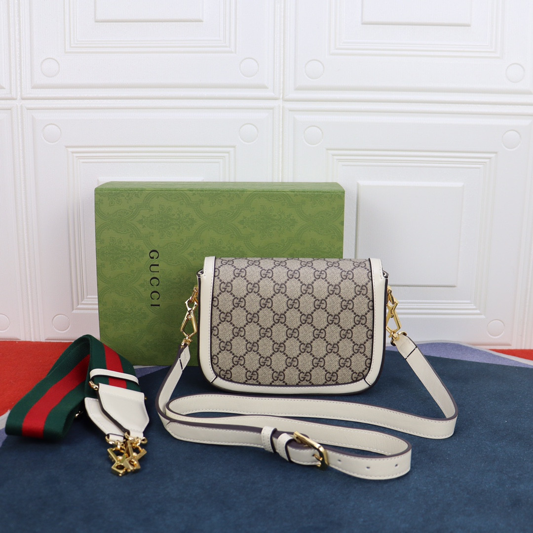 GUCCI HORSEBIT 1955 MINI BAG GRAY WHITE 8.1"W x 5.7"H x 2"D - Image 6