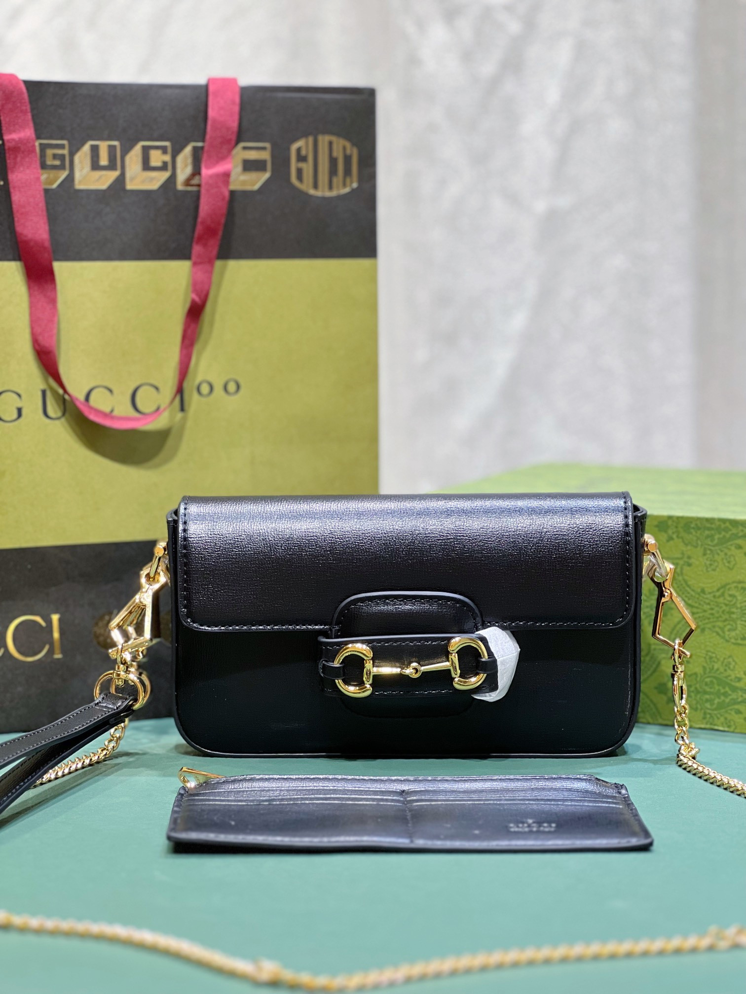 GUCCI HORSEBIT 1955 MINI BAG BLACK 8.5"W x 4.9"H x 1.2"D - Image 2