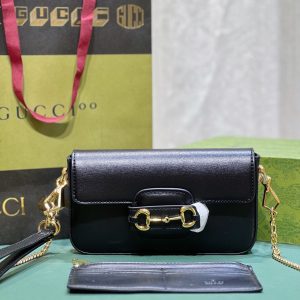 GUCCI HORSEBIT 1955 MINI BAG BLACK 8.5"W x 4.9"H x 1.2"D