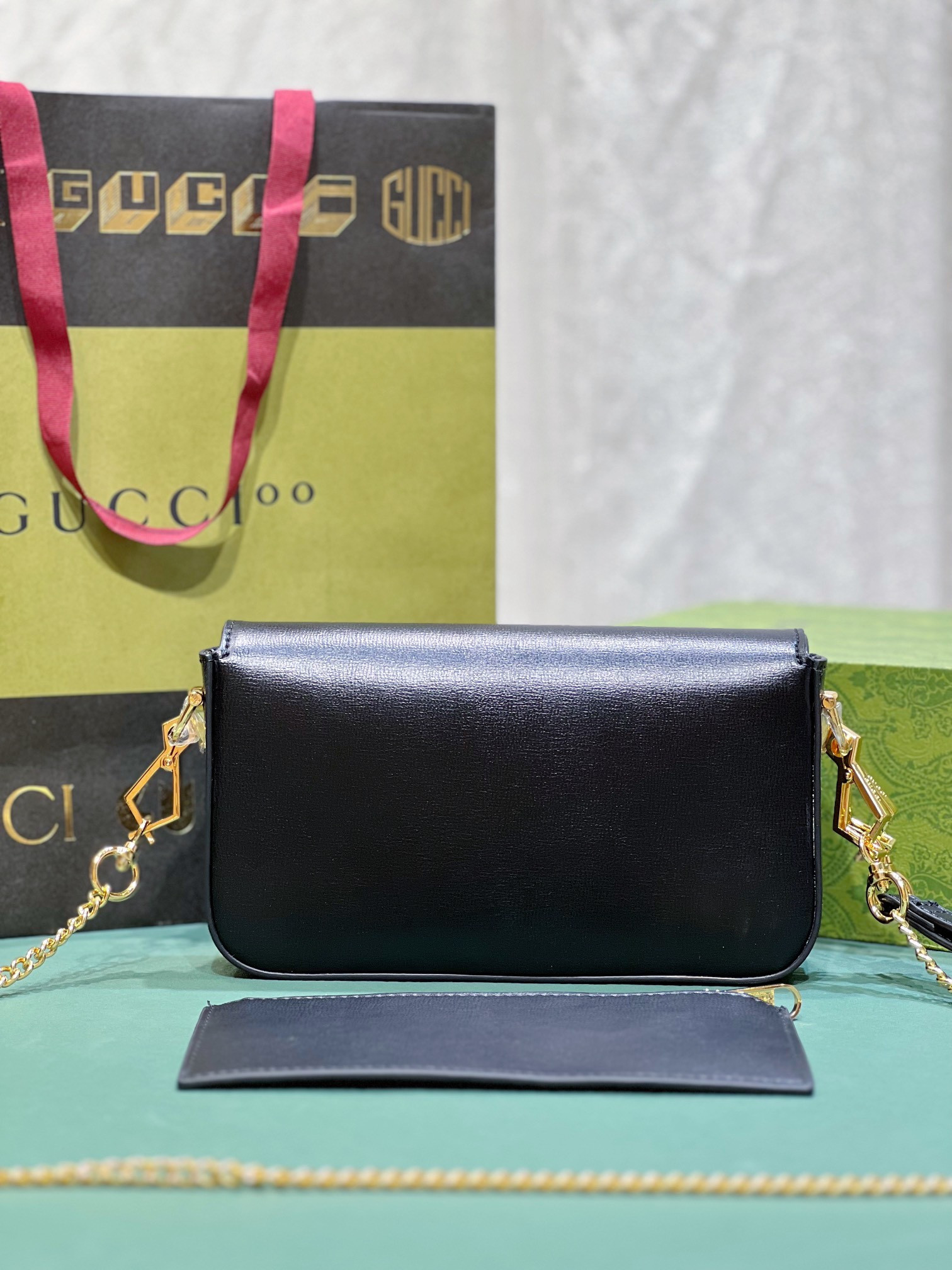 GUCCI HORSEBIT 1955 MINI BAG BLACK 8.5"W x 4.9"H x 1.2"D - Image 3