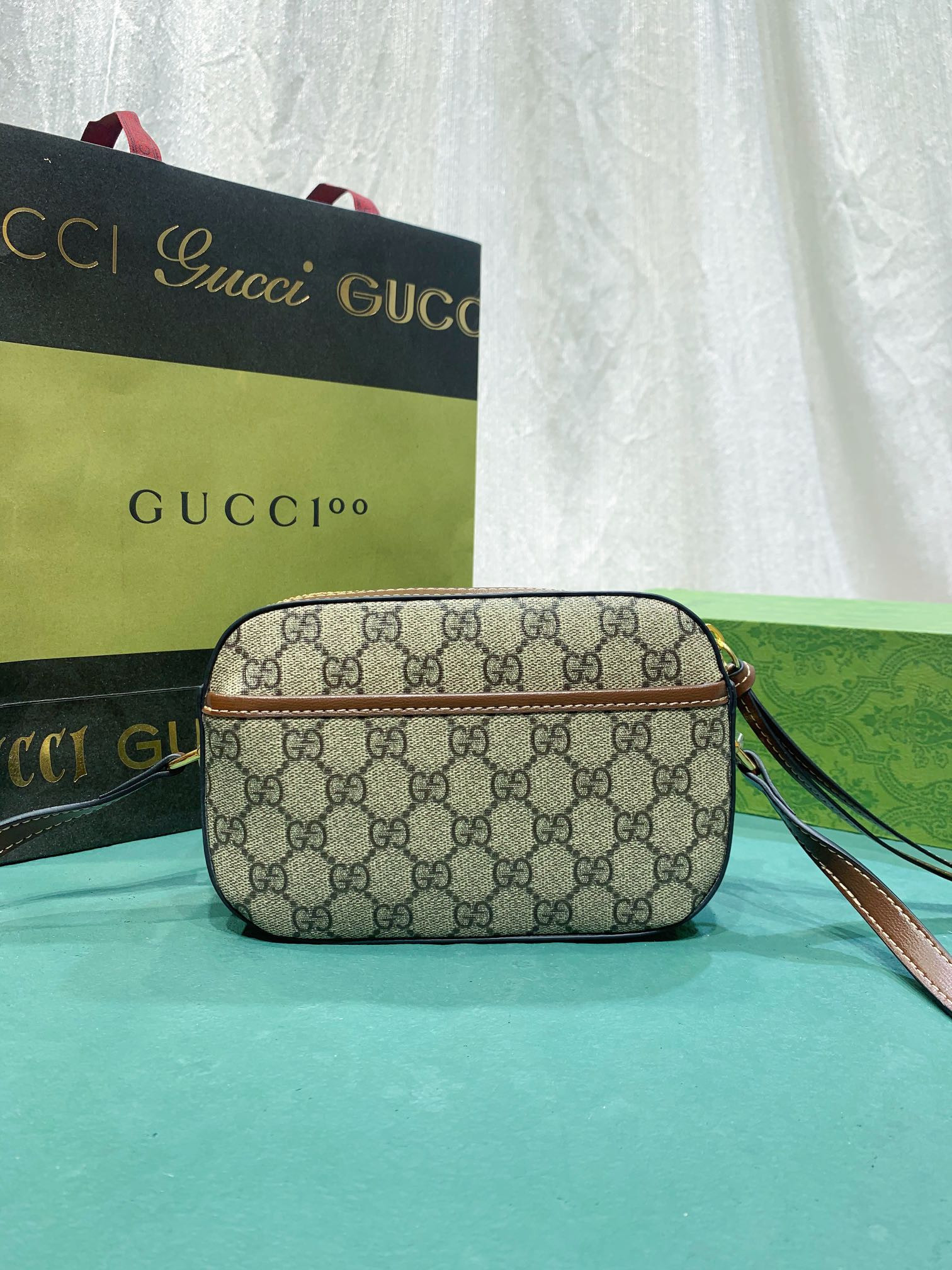 GUCCI HORSEBIT 1955 SMALL SHOULDER BAG Beige and ebony 7.9"W x 5.1"H x 2.4"D - Image 3