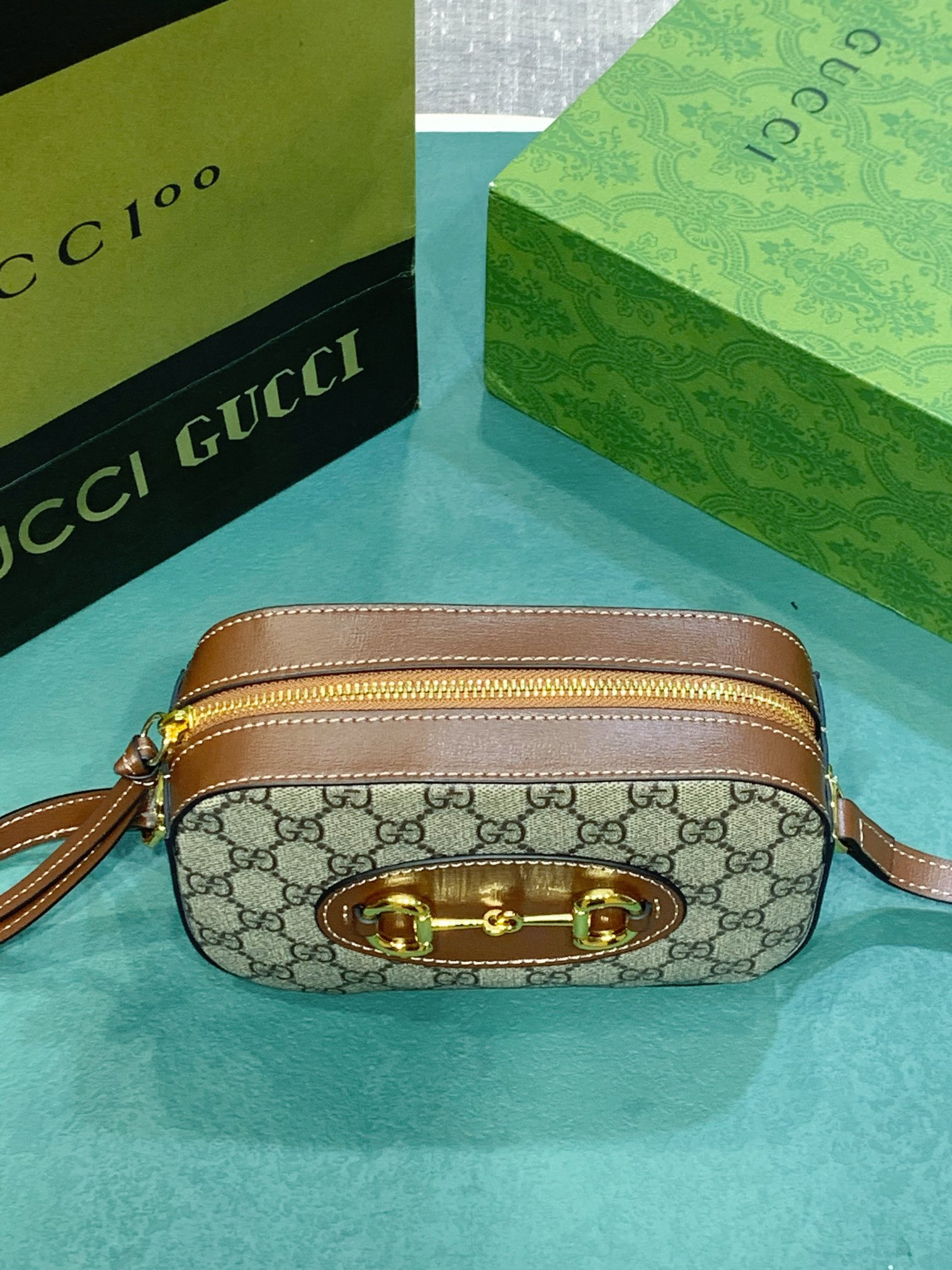 GUCCI HORSEBIT 1955 SMALL SHOULDER BAG Beige and ebony 7.9"W x 5.1"H x 2.4"D - Image 4