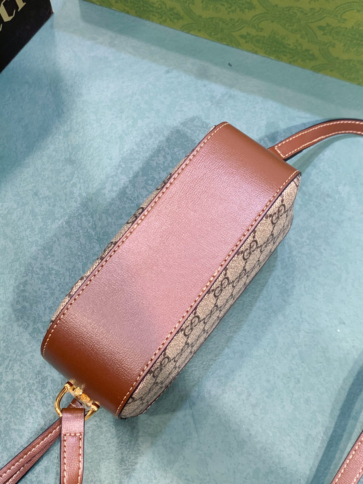 GUCCI HORSEBIT 1955 SMALL SHOULDER BAG Beige and ebony 7.9"W x 5.1"H x 2.4"D - Image 6
