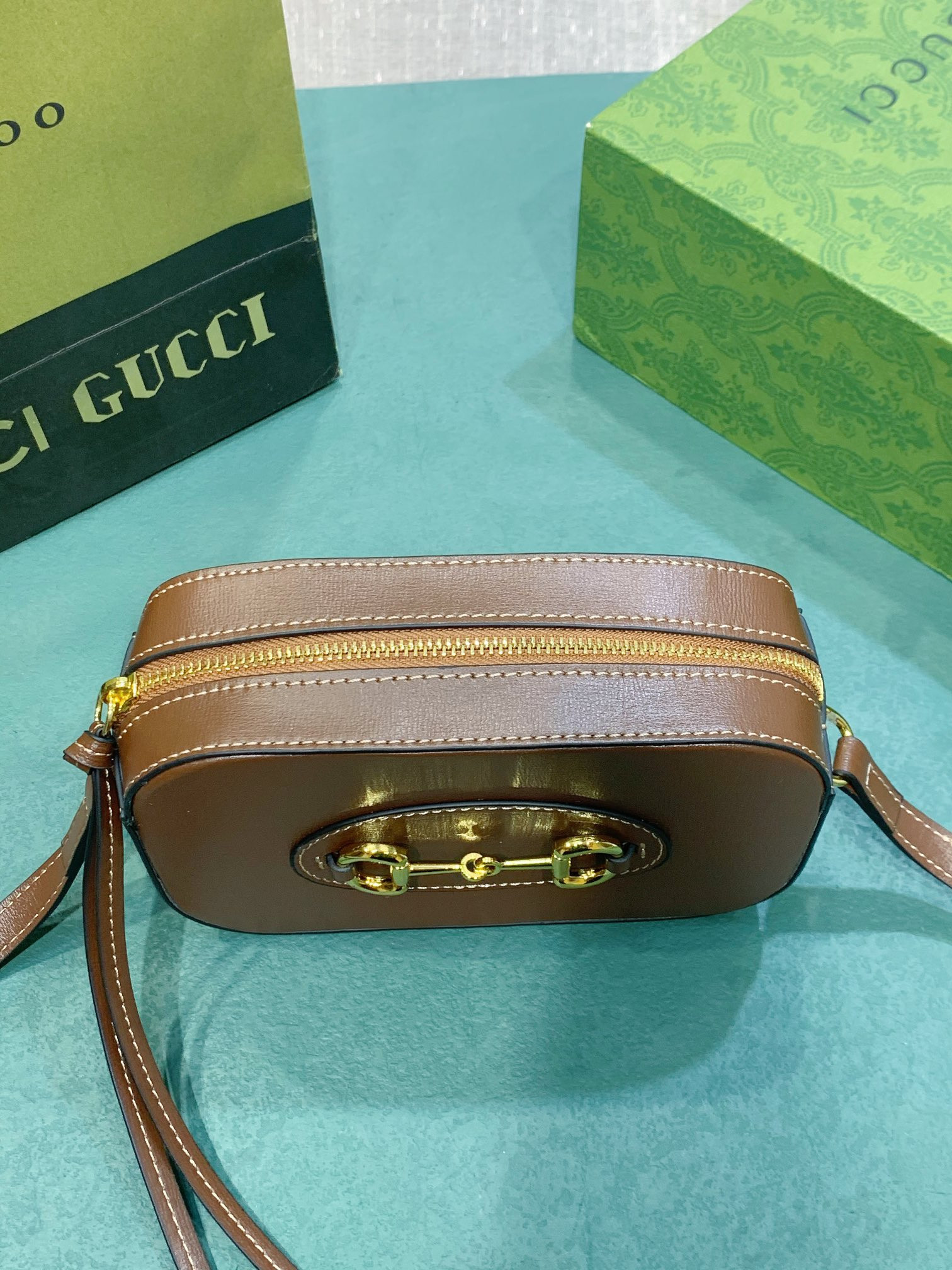 GUCCI HORSEBIT 1955 SMALL SHOULDER BAG BROWN 7.9"W x 5.1"H x 2.4"D - Image 4