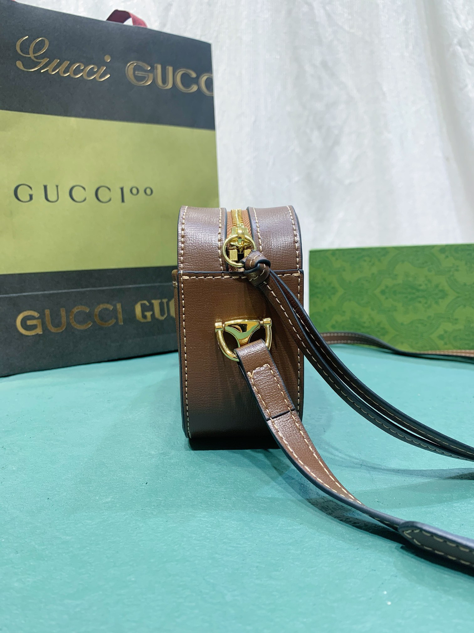 GUCCI HORSEBIT 1955 SMALL SHOULDER BAG BROWN 7.9"W x 5.1"H x 2.4"D - Image 6