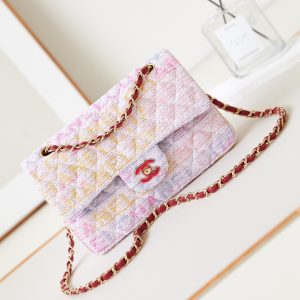 Alternative view of Chanel Quilted Pink Multicolor Tweed Rectangular Flap Bag 14.5 × 23 × 6 cm
