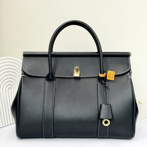 Alternative view of Loro Piana Loom Bag L32 Black Smooth Calfskin 33 x 23 x 18 cm